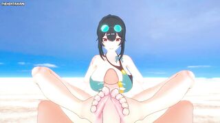 Howard Grace from Zenless Zone Zero Gives You A Footjob At The Beach Hentai POV