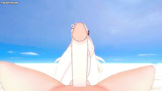 Sky Striker Ace - Raye from Yu-Gi-Oh! Gives You A Footjob At The Beach Hentai POV