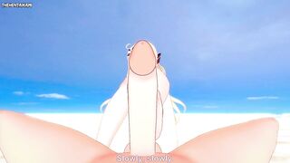 Sky Striker Ace - Raye from Yu-Gi-Oh! Gives You A Footjob At The Beach Hentai POV