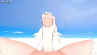 Sky Striker Ace - Raye from Yu-Gi-Oh! Gives You A Footjob At The Beach Hentai POV