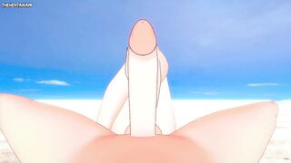 Byleth from Fire Emblem Gives You A Footjob At The Beach Hentai POV