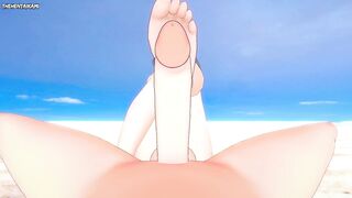 Byleth from Fire Emblem Gives You A Footjob At The Beach Hentai POV