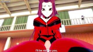 Akiza Izinski from Yu-Gi-Oh! Works Out With a Footjob! Hentai POV