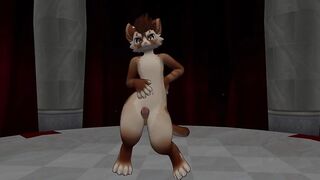 Sexy cat from VR chat suddenly gets a boner while dancing