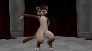 Sexy cat from VR chat suddenly gets a boner while dancing