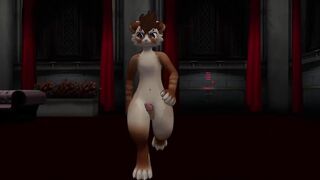 Sexy cat from VR chat suddenly gets a boner while dancing