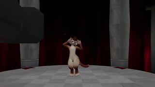 Sexy cat from VR chat suddenly gets a boner while dancing