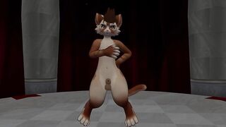 Sexy cat from VR chat suddenly gets a boner while dancing