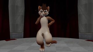 Sexy cat from VR chat suddenly gets a boner while dancing