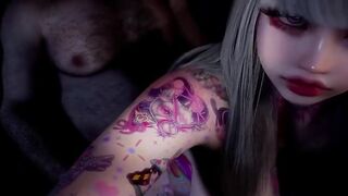 3D Huge Boobs Slut Show Her Perfect Tattoo