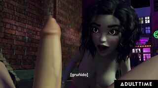F.U.T.A. SENTAI SQUAD - Futanari Babe Is DOMINATED By Lesbian Monster In Alley - SPANISH SUBTITLES