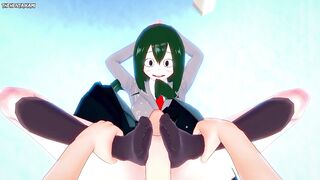 POV Hentai Footjob from Tsuyu Asui from Boku No Hero Academia