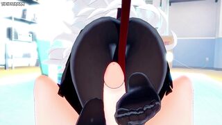 POV Hentai Footjob from Haruna Kurodate from Blue Archive