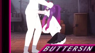 Goth slut deepthroats massive dick