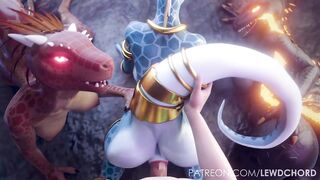 Furry Scalie Foursome 3D Animation