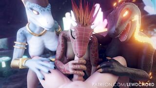 Furry Scalie Foursome 3D Animation