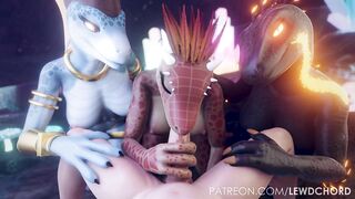 Furry Scalie Foursome 3D Animation