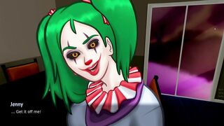Debbie New Scene | Clown Jenny and Debbie Suck anon dick in under the table