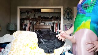 Swimsuit GIRL DICK watery cumshot in tight spandex shiny pantyhose leggings $$$