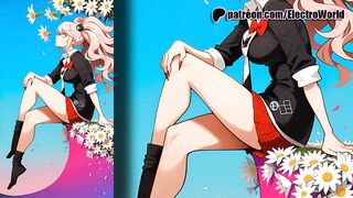Junko Enoshima screaming uncontrollably from rough fuck