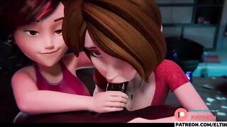 Aunt Cass And Elastigirl Do Hot Double Bbc Blowjob And Getting Cum In Mouth Hottest Hentai