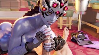3D Overwatch Widowmaker Blowjob and Anal Beads Cumshot
