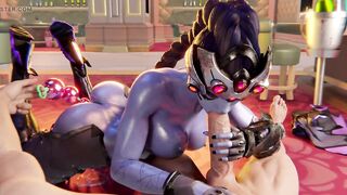 3D Overwatch Widowmaker Blowjob and Anal Beads Cumshot
