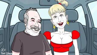 Ted's ride in cartoon