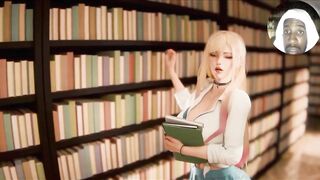Mini Skirt Blonde in Library 3D Animation