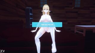 Elf exposes her breasts in Hentai game Life with Demon Girls
