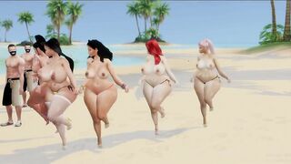 Guys blow hugh load on beach milf