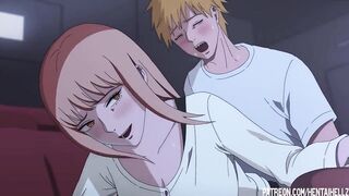 Makima got excited from public sex in the cinema hentai anime