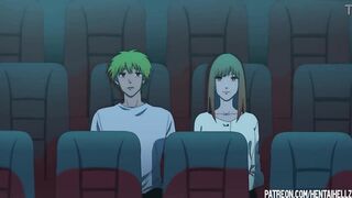 Makima got excited from public sex in the cinema hentai anime