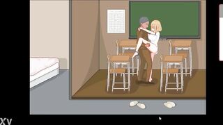 Cute blonde having sex with her teacher in Bt life hentai game