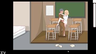 Cute blonde having sex with her teacher in Bt life hentai game