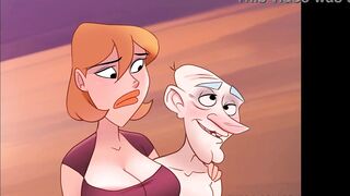 Controversial cartoon! Tight little pussy couldn't handle the old man's big cock!