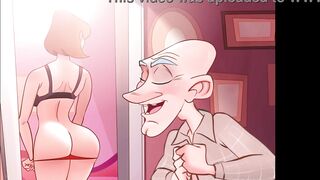 Controversial cartoon! Tight little pussy couldn't handle the old man's big cock!