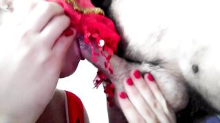 CUM EXTRACTION by HARD SUCTION and a SLOPPY BLOWJOB. Wild Wife doing a Role Play Porn.