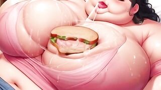 ssbbw anime feedee eats sausage