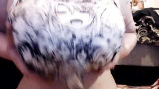 Bouncing Ahegao Girls - 40DDD Tits Covered in Anime Girls and Played With