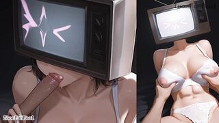 Skibidi Toilet Hentai animation - Big Tits TV woman Blow Job On Top Hentai Anime