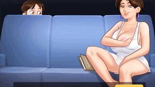 Summertime saga: horny MILF got caught masturbating on the sofa ep 152