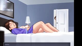 My stepsister with big tits caught me when I spied on my masturbating milf stepmom with big ass. (Summertime Saga - Debbie - 1)