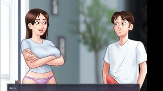 My stepsister with big tits caught me when I spied on my masturbating milf stepmom with big ass. (Summertime Saga - Debbie - 1)