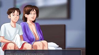 My stepsister with big tits caught me when I spied on my masturbating milf stepmom with big ass. (Summertime Saga - Debbie - 1)