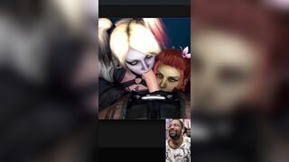Harley Quinn and Ivy Deepthroating a Naughty Fucking Cock
