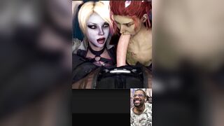 Harley Quinn and Ivy Deepthroating a Naughty Fucking Cock