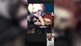 Harley Quinn and Ivy Deepthroating a Naughty Fucking Cock