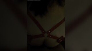 Passionate Doggy Sex Against Hotel Window, Leather Cosplay