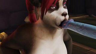 Mio the Pandaren deepthroating thick Draenei cock